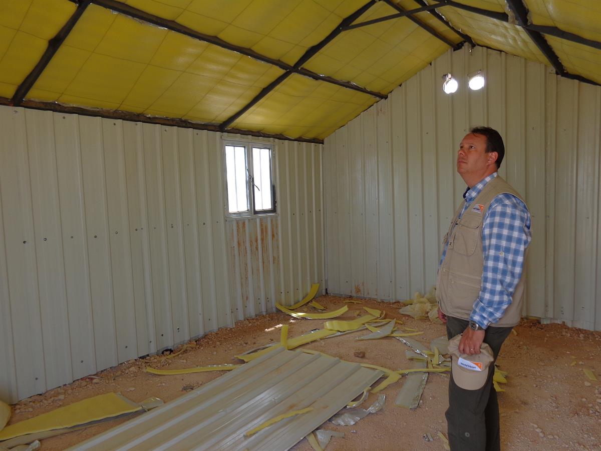 Ein Wellblechhaus im Flüchtlingscamp Azraq